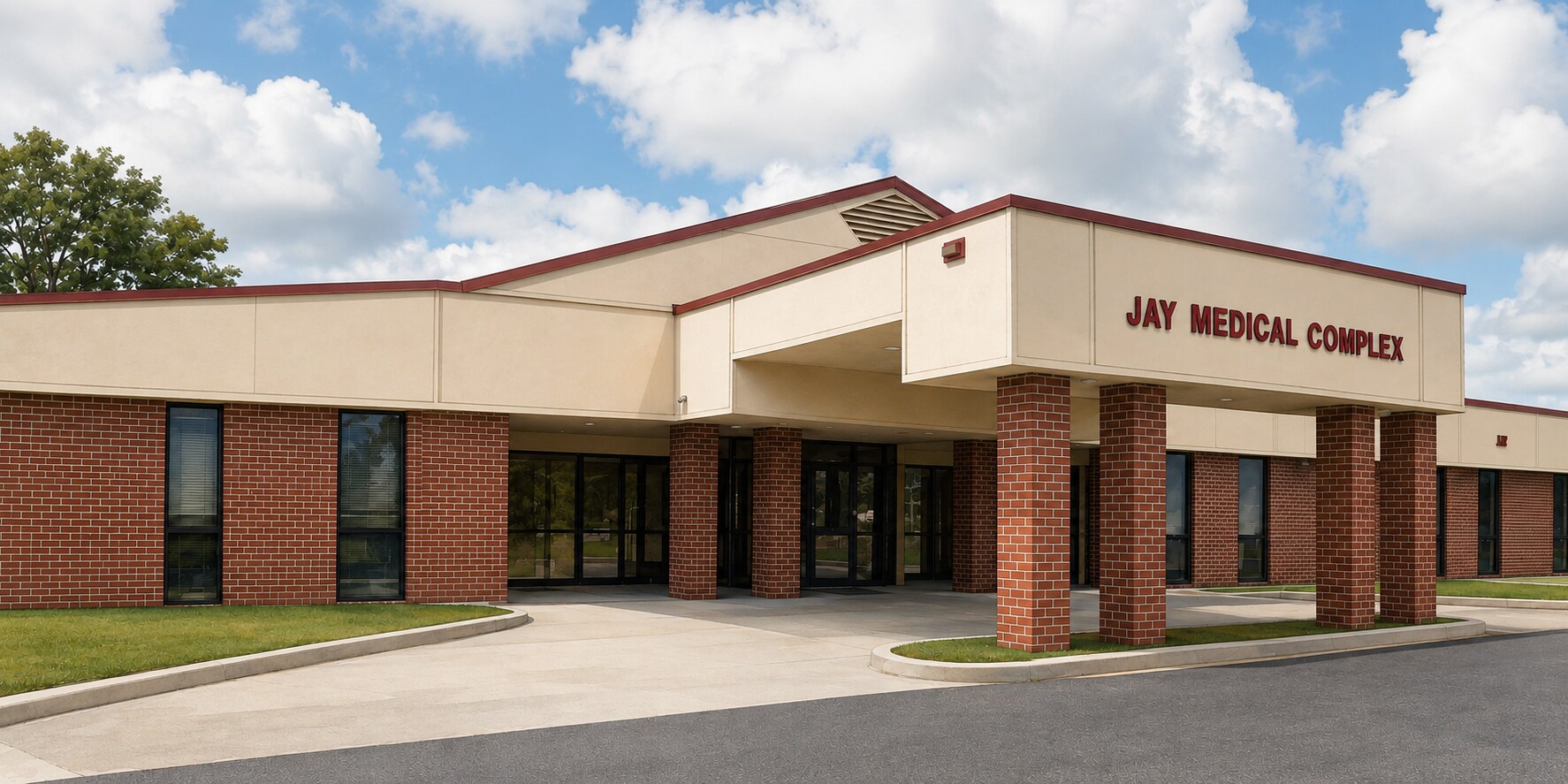 Photograph of the front exterior of the Jay Medical Complex in Jay, Florida